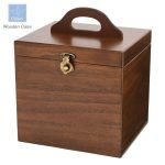 日本製茶谷産業木製化裝箱橫長方鏡款蓋上蓋子的白色背景圖，圖片左上角有品牌標誌與 "Wooden Case" 字眼。