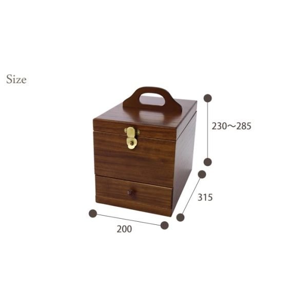 日本製 茶谷産業木製化裝箱 直長方鏡款的外部尺寸圖