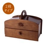 日本製 茶谷産業 木製兩層縫紉盒的正面白色背景圖