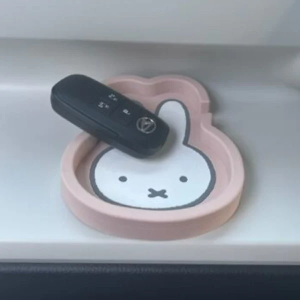 Miffy 米飛兔 臉型手機支架托盤 粉紅色 放置車鑰匙示意 桌上收納