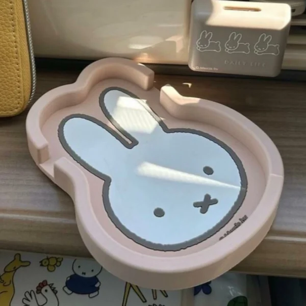 Miffy 米飛兔 臉型手機支架托盤 粉紅色 桌面擺拍 空托盤展示 收納盤