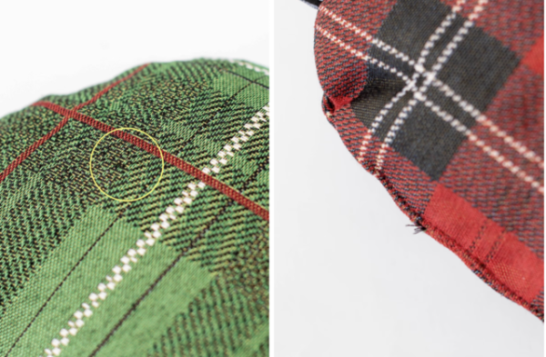 因製造工藝,產品可能存在設計偏移、色澤不均或織紋不均的情況、面料表面可能出現織物毛粒等的例子圖片