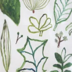 Fog Linen Work 2026 亞麻年曆布 - Green Plants 圖案特寫