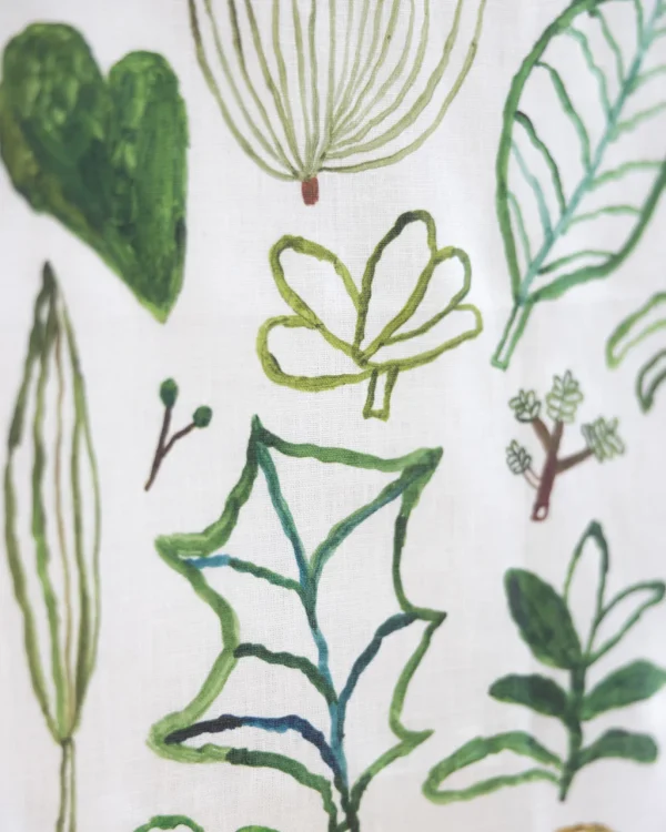 Fog Linen Work 2026 亞麻年曆布 - Green Plants 圖案特寫