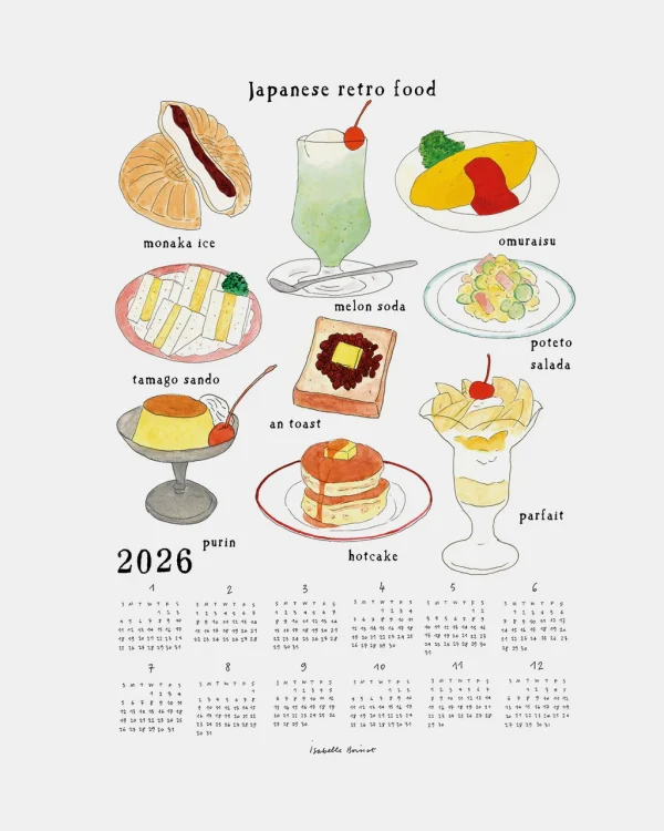Fog Linen Work 2026 亞麻年曆布- Japanese Retro Food 白色背景全幅圖