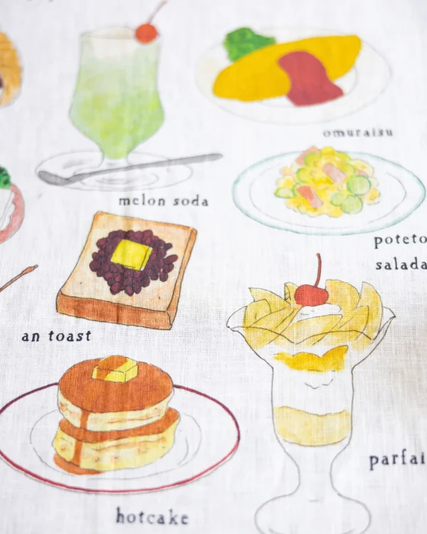 Fog Linen Work 2026 亞麻年曆布- Japanese Retro Food 圖案特寫