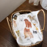Fog Linen Work 2026 亞麻年曆布 - Lovely Doggies 舖蓋在藤籃上