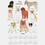 Fog Linen Work 2026 亞麻年曆布 - Lovely Doggies 白色背景全幅圖