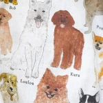 Fog Linen Work 2026 亞麻年曆布 - Lovely Doggies 圖案特寫