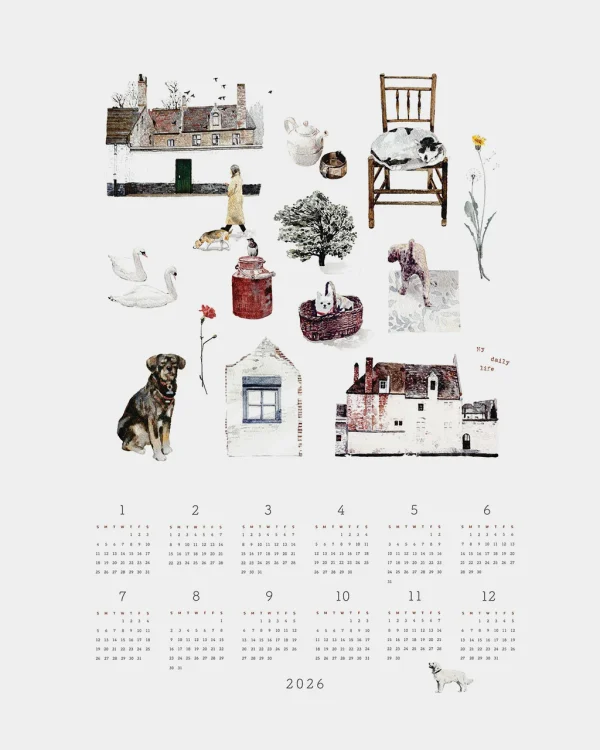 Fog Linen Work 2026 亞麻年曆布 - My Daily Life 白色背景全幅圖