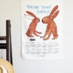 Fog Linen Work 2026 亞麻年曆布 - Think Together 掛在白色牆上