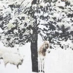 Fog Linen Work 2026 亞麻年曆布 - Whispers of the Woods 圖案特寫