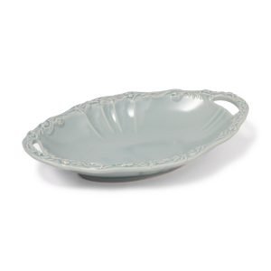 Studio M' FANETTE 橢圓碗 25cm 淺藍色款，白色背景的側面圖。