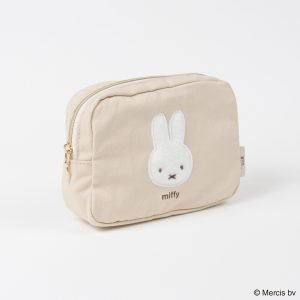 Miffy 長方形杏色大頭刺繡小物包稍微斜放着的白色背景圖