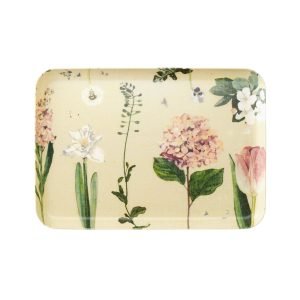 日本製 荻原美里 亞麻面長方形托盤 - Botanical 款 白色背景正面頭