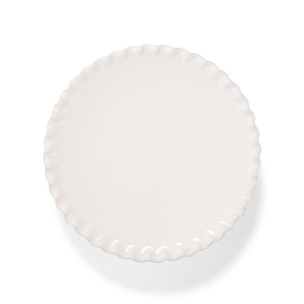 Studio M’ Biscuiterie 波浪邊高腳托盤白色款托盤面的正面圖