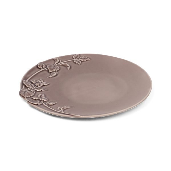 Studio M' MINT 薄荷葉浮雕餐盤 20cm - 啡色款側面