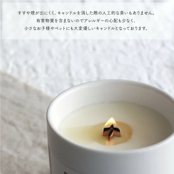 薄荷香味日本製 Botanicfolk 大豆蠟香氛蠟燭的日文簡介圖上面附有正在燃燒的香氛蠟燭圖片。