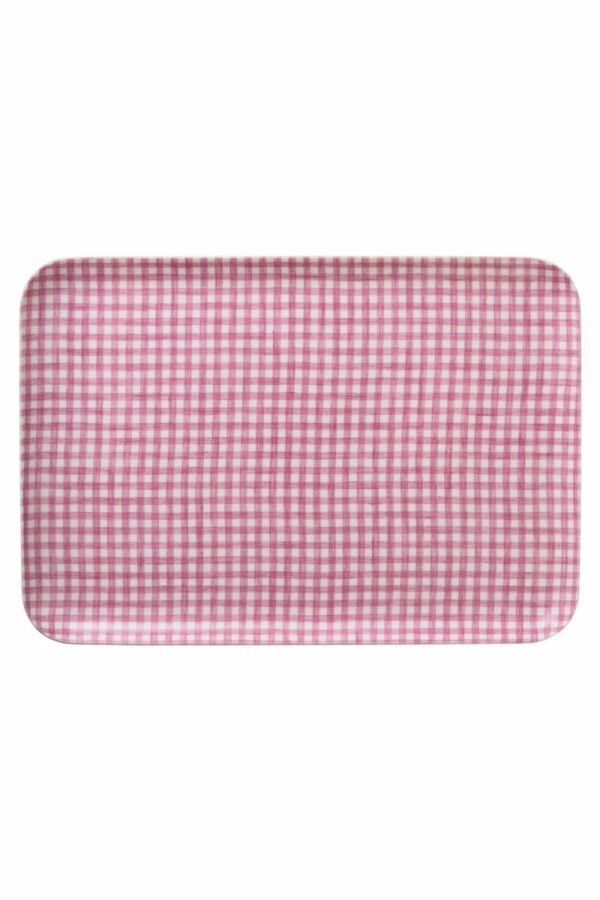 Fog Linen Work 亞麻托盤 L 格仔款 - 粉紅格仔款正面
