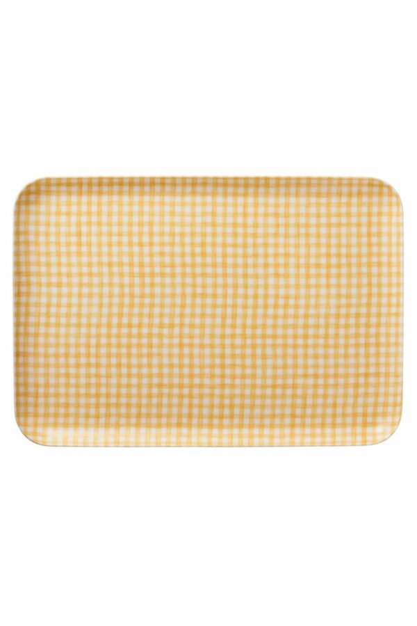 Fog Linen Work 亞麻托盤 L 格仔款 - 黃白格仔款正面