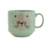 綠色 CDF ètendue I LOVE CAT！貓咪面圖案可堆疊陶瓷杯正面