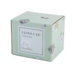 I LOVE CAT！貓咪面圖案可堆疊陶瓷杯包裝禮盒圖片- 綠色