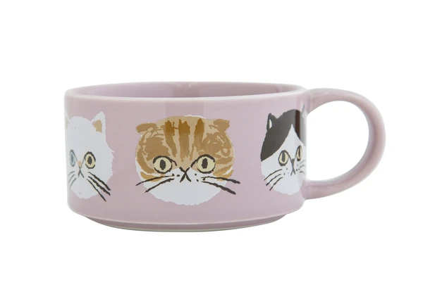 粉紅色 CDF ètendue I LOVE CAT!貓咪湯碗正面