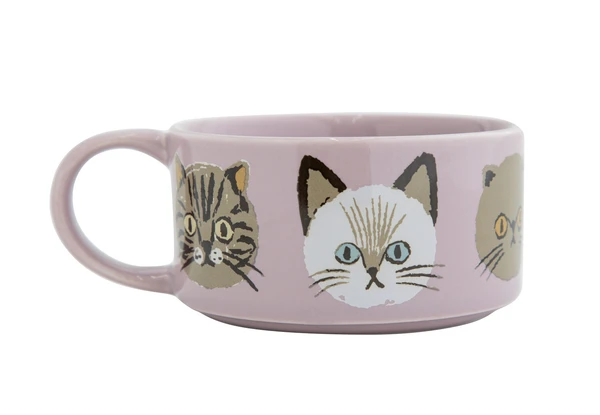 粉紅色 CDF ètendue I LOVE CAT!貓咪湯碗後面