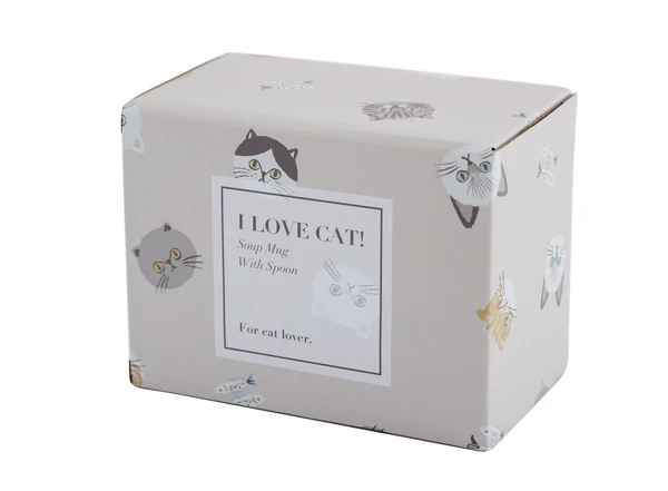 CDF ètendue I LOVE CAT!貓咪湯碗與木湯匙包裝禮盒圖片