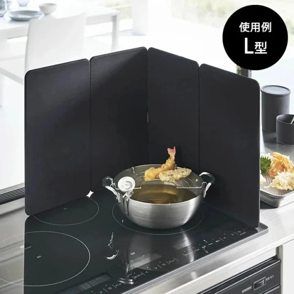 日本 TOWER 電磁爐專用 磁吸4截擋油板 L 形使用示範