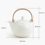 SALIU YUI 祥「結」日本製美濃燒日式茶壺 600ml 白色 尺寸示意