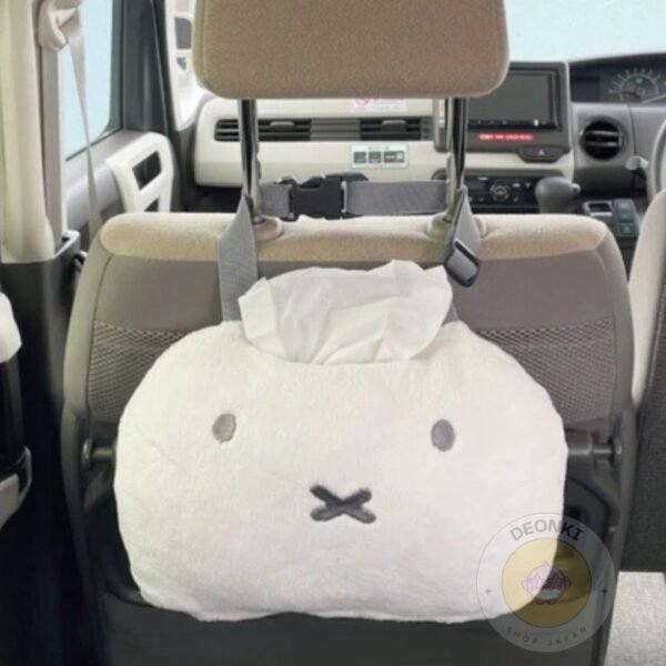 Miffy 米菲 車用掛式絨毛紙巾套 白色,