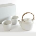 SALIU 祥SYO 美濃燒手工茶壺連茶杯 3件套裝 白色款式展示