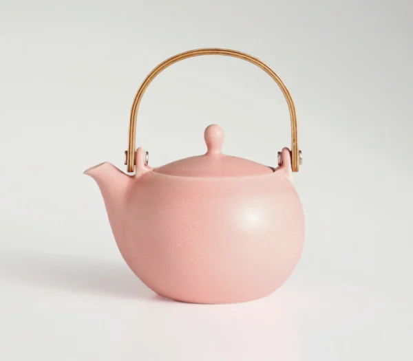 SALIU YUI 祥「結」日本製美濃燒日式茶壺 600ml 粉紅色 茶壺正面