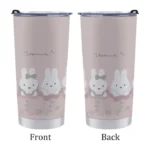 Miffy 不鏽鋼附蓋保溫保冷杯 600ml - 粉紅色 正反面並排展示圖