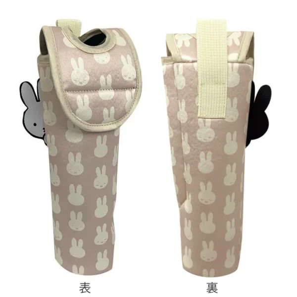 Miffy 直立式車用紙巾套,粉紅色款前面與背面合併展示圖