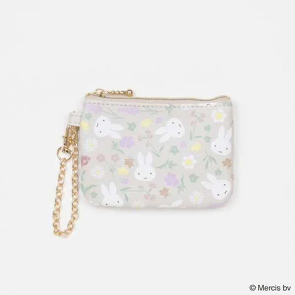 Miffy 花卉卡套零錢包- 杏色 正面