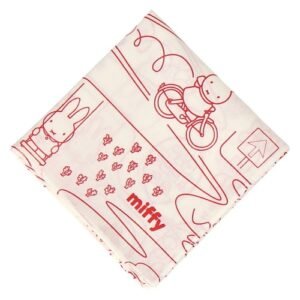 Miffy 方形手帕 - 單車 紅色 圖案放大展示