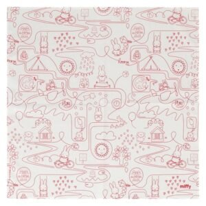 Miffy 方形手帕 - 單車 紅色 打開正面