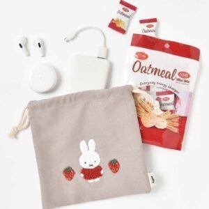 Miffy 春日刺繡抽繩包 – 灰色草莓