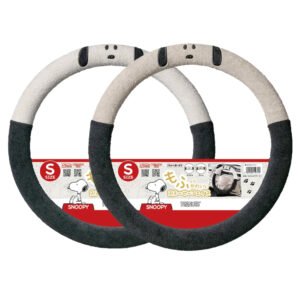 日本 Bonform Snoopy 臉方向盤套 - 白色|灰色