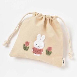 Miffy 春日刺繡抽繩包 - 杏色鬱金香