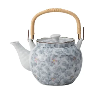 日本製造 灰色花陶瓷茶壺