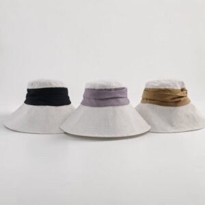 可摺疊棉麻闊邊帽 - 卡其色 | 黑色 | 灰色