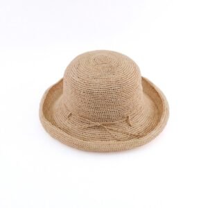 可調尺寸天然拉菲草翻簷帽