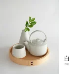 與同系列茶杯、花瓶放在圓形托盤裏面