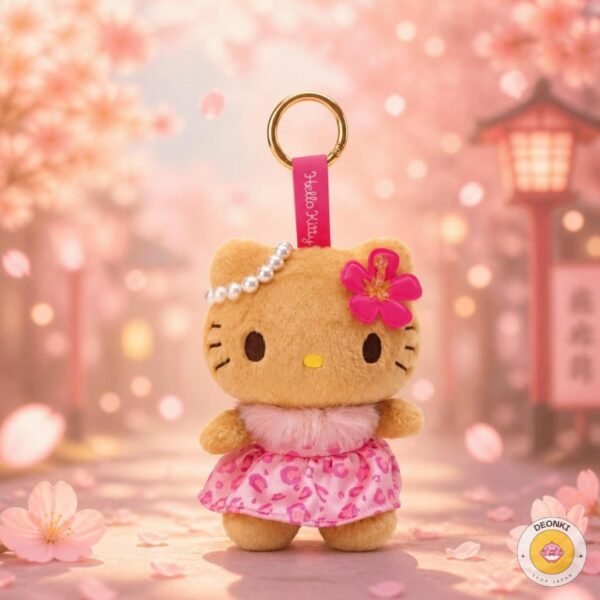 Sanrio Hello Kitty 曬黑粉紅花裙公仔掛飾
