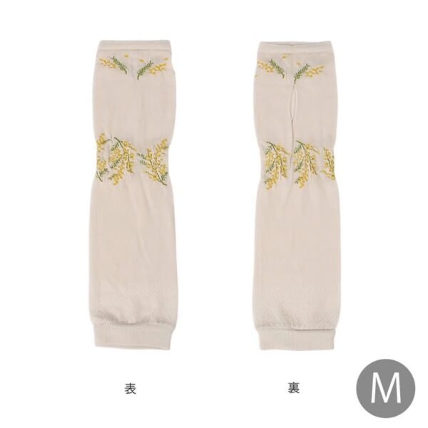 Maison Blanche 中長款防UV手袖 – 奶油色含羞草 產品正面圖