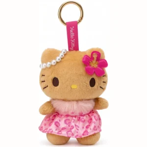 Sanrio Hello Kitty 曬黑粉紅花裙公仔掛飾