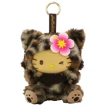 Sanrio Hello Kitty 曬黑豹紋外衣芙蓉花公仔掛飾